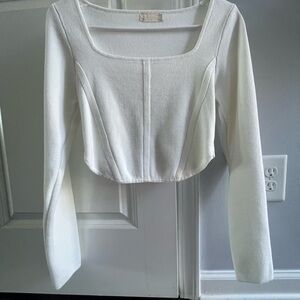 Elegant White Square Neck Women's Top